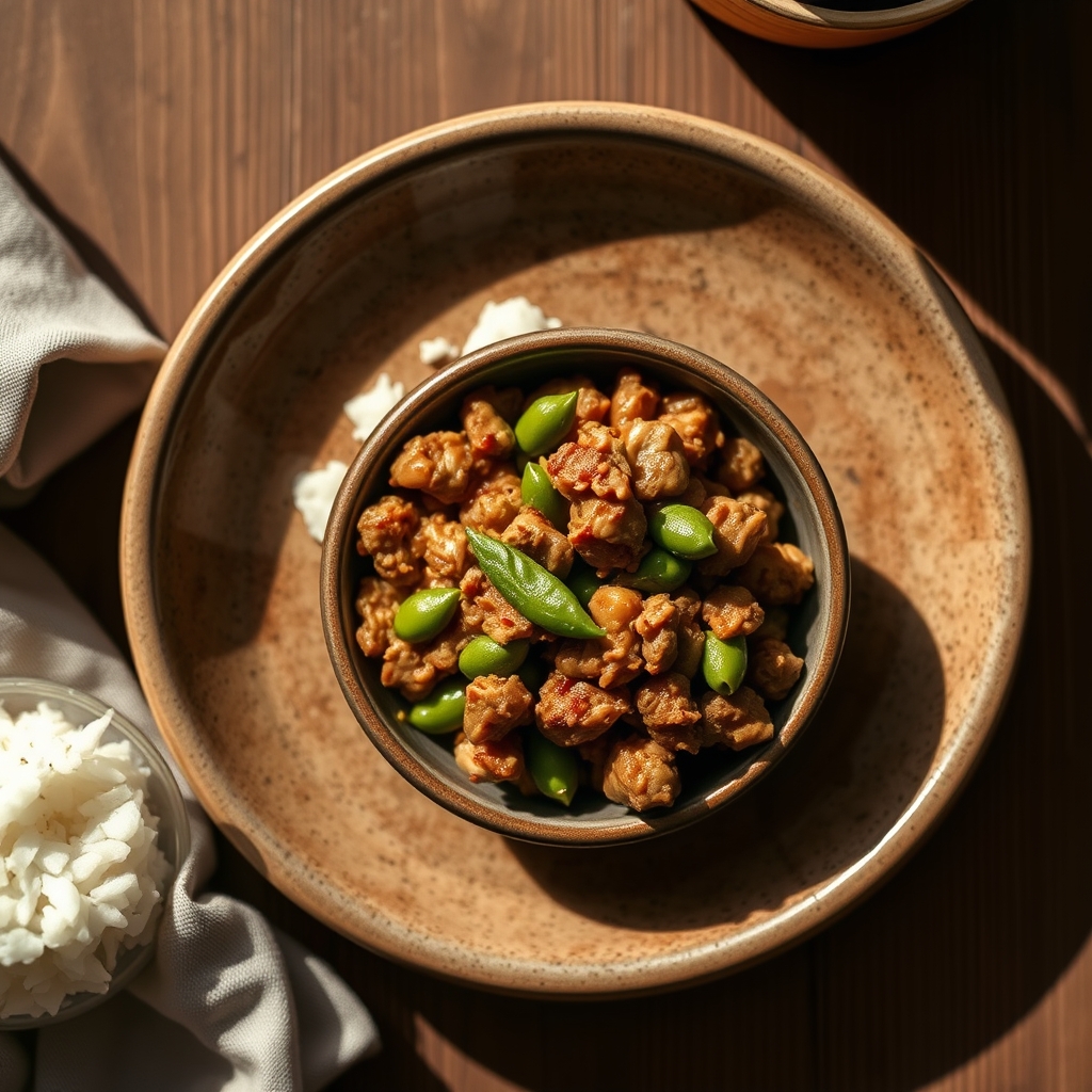 鶏ひき肉と枝豆の和風煮込み